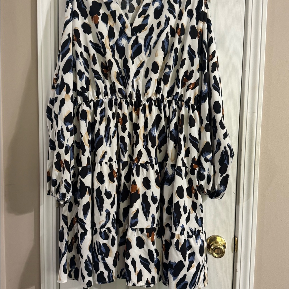 SHEIN Black and Brown Patterned Mini Dress